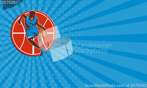 Image of Business card Basketball Player Dribble Ball Front Retro