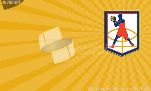 Image of Business card Basketball Player Passing Ball Shield Retro