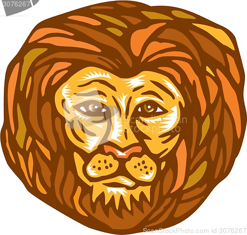 Image of Lion Head Woodcut Linocut