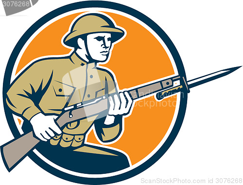 Image of World War One Soldier American Retro Circle