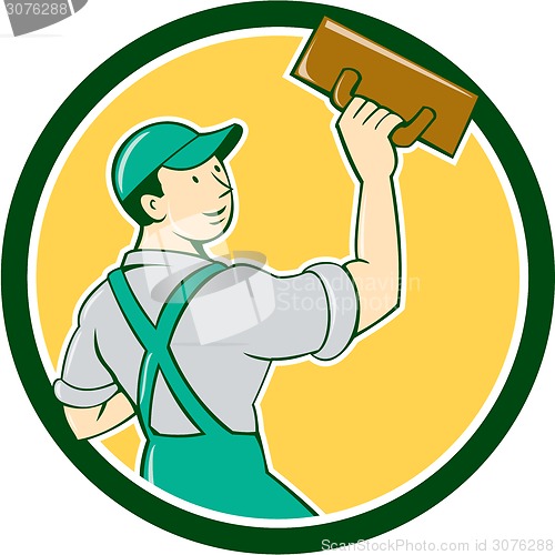 Image of Plasterer Masonry Trowel Circle Cartoon