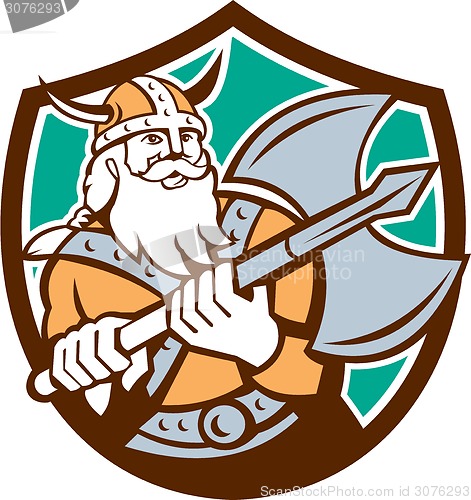 Image of Viking Raider Barbarian Warrior Axe Shield Retro
