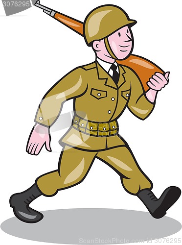 Image of World War Two Soldier American Cartoon Isolated