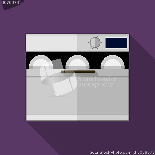 Image of Flat color gray dishwasher machine vector icon