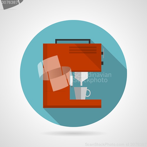 Image of Flat color red coffee machine vector icon