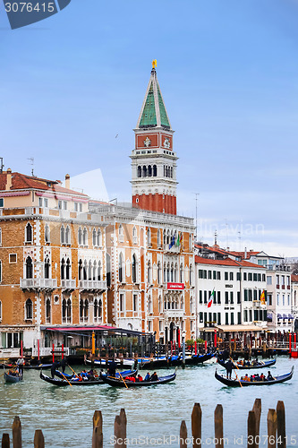 Image of Gondolas in Venice water canal