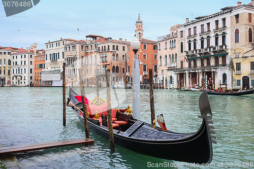 Image of Gondola parked in water canal