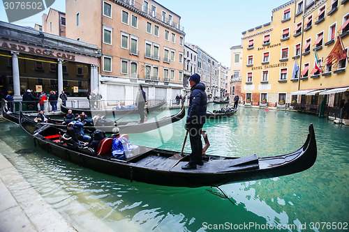 Image of Gondola station in Venice water canal