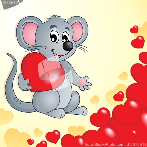 Image of Valentine theme with mouse and hearts