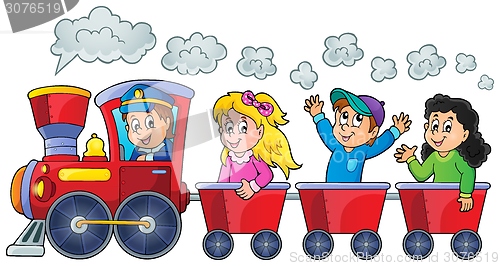 Image of Train with happy kids