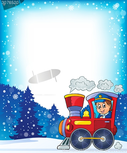 Image of Winter theme with locomotive