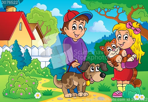 Image of Children with pets theme 2