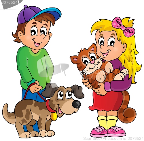 Image of Children with pets theme 1