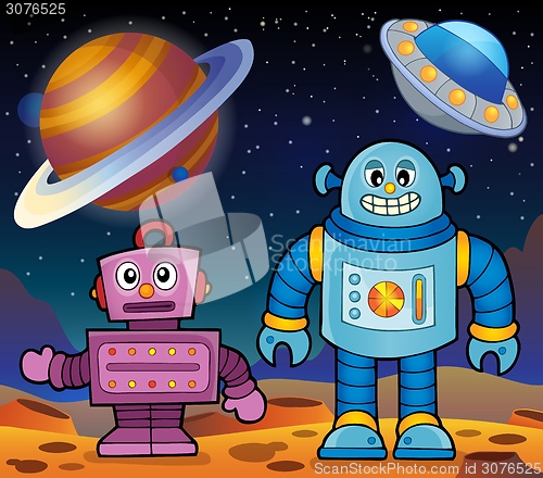 Image of Space theme with robots 2