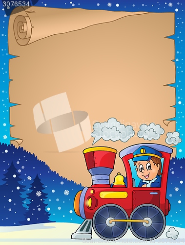 Image of Winter parchment with locomotive
