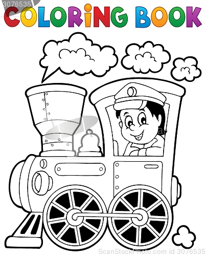 Image of Coloring book train theme 1