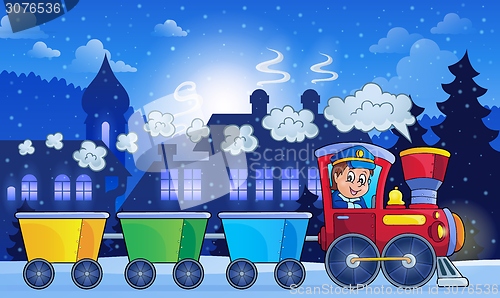 Image of Winter town with train