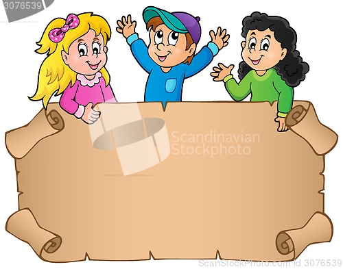 Image of Blank parchment with happy kids