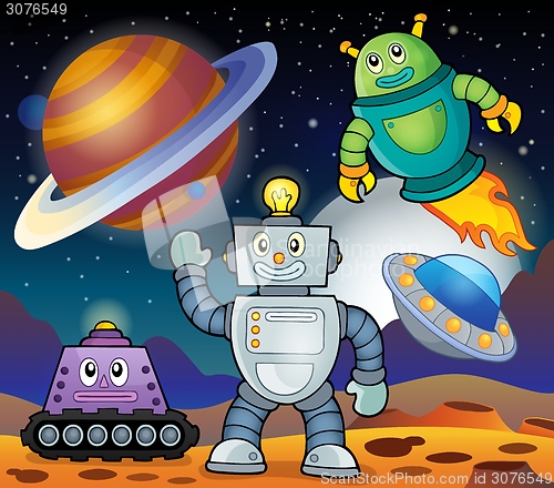 Image of Space theme with robots 1