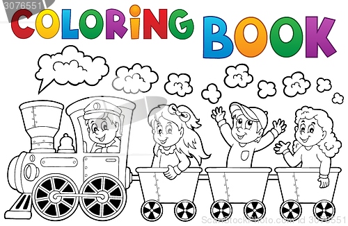 Image of Coloring book train theme 2