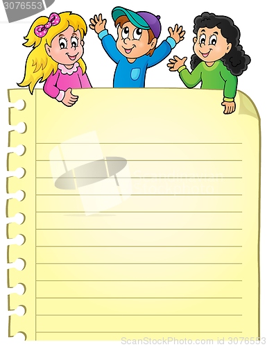 Image of Part of blank page with happy kids