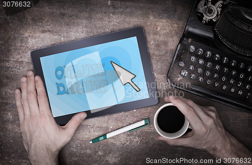 Image of Online dating on a tablet