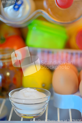 Image of sodium bicarbonate inside of fridge