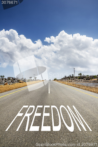 Image of road with text FREEDOM