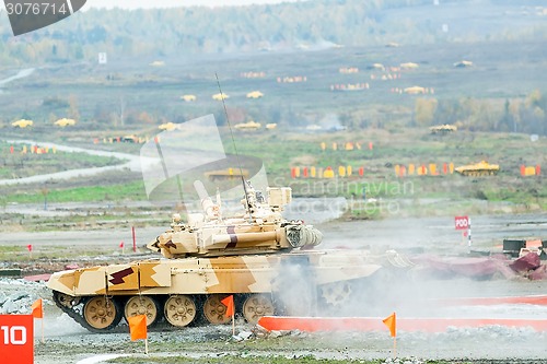 Image of Tank T-90S moves after water ford