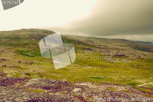 Image of polar hills Scandinavian tundra in summer