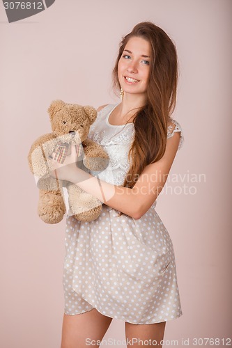 Image of Girl and teddy bear