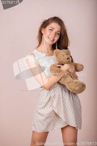 Image of Girl and teddy bear