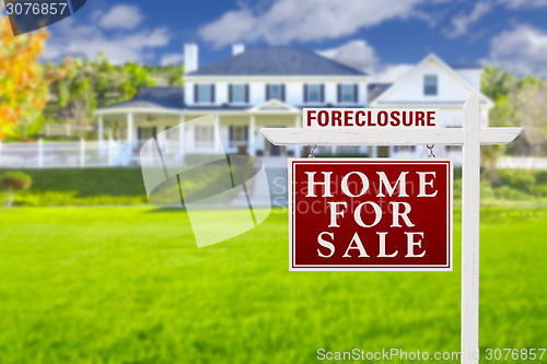 Image of Foreclosure Home For Sale Sign in Front of Large House