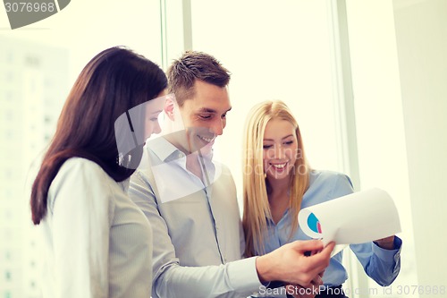 Image of business team looking at clipboard