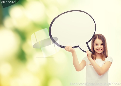 Image of smiling little girl with blank text bubble