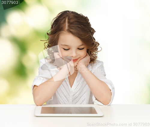 Image of happy smiling girl with tablet pc computer