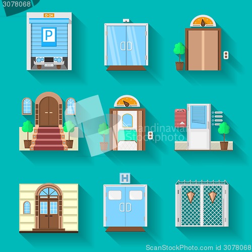 Image of Flat icons vector collection for entrance doors