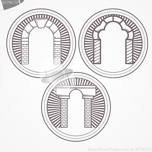 Image of Vector illustration of three types brick arch icon
