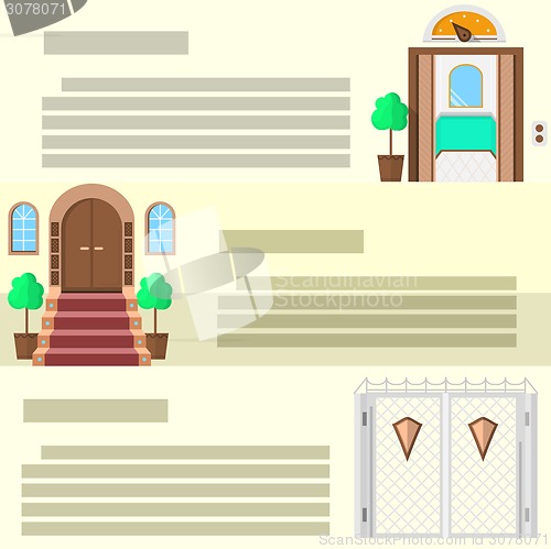 Image of Entrance flat vector icons