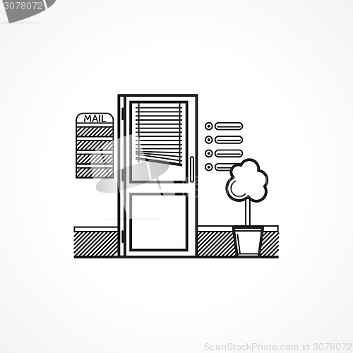 Image of Black line vector icon for office door