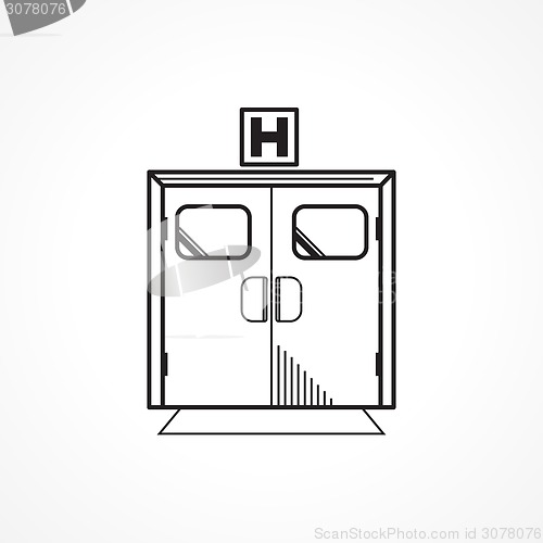 Image of Black line vector icon for hospital entrance door