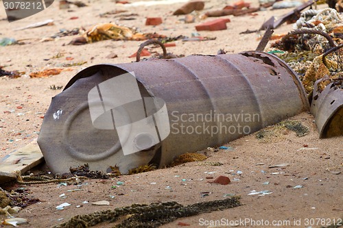 Image of empty barrels in the Arctic environmental pollution