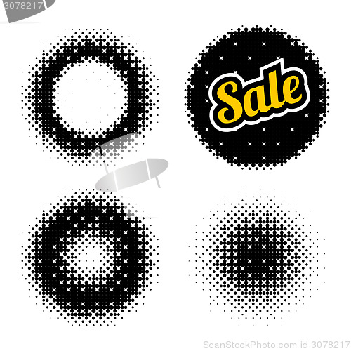 Image of Set of vector abstract halftone illustrations