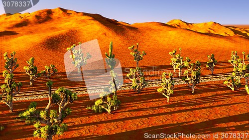 Image of Joshua trees and railroad