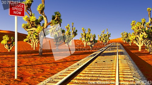 Image of Joshua trees and railroad