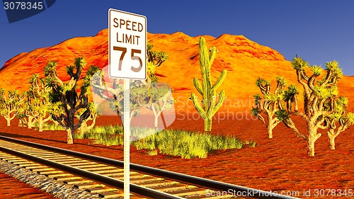 Image of Joshua trees and railroad