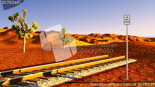 Image of Joshua trees and railroad