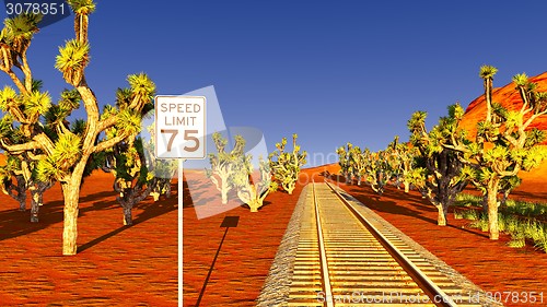 Image of Joshua trees and railroad