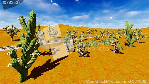 Image of Joshua trees and railroad