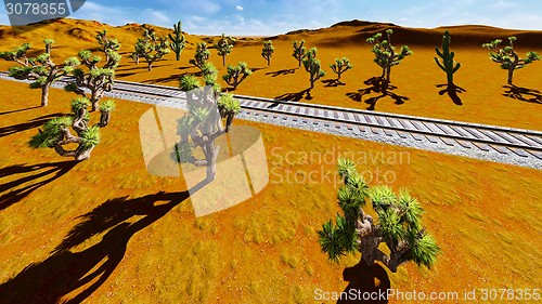 Image of Joshua trees and railroad